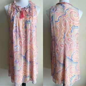 NWT Tommy Hilfiger St. Tropez Pink Paisley Tassel Shift Dress S